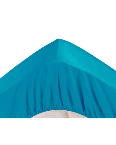 Drap housse élastiqué 140 x 200 cm Turquoise 120 g/m2 bonnet 30 cm